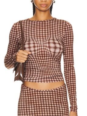 NWT Miaou Long Sleeve Tee - Warped Plaid - M